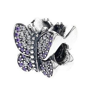 Authentic Pandora Retired Sparkling Purple Pave CZ Butterfly S925 Ale